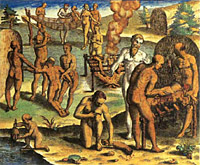 Theodore de Bry - Scene of cannibalism from Americae Tertia Pars 1592